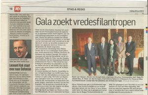 2013 Peace Philanthropy Gala - AD Newspaper NL article